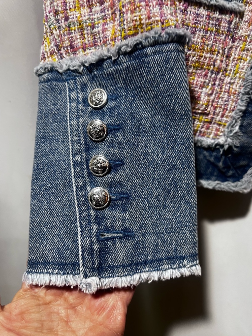 Nanette Lepore NWT Tweed Denim Trim Cropped Jacket Blazer Chanel Inspired - Picture 6 of 8